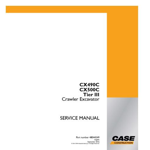 Excavadora de cadenas Case CX490C, CX500C Tier III manual de servicio en pdf - Case manuales