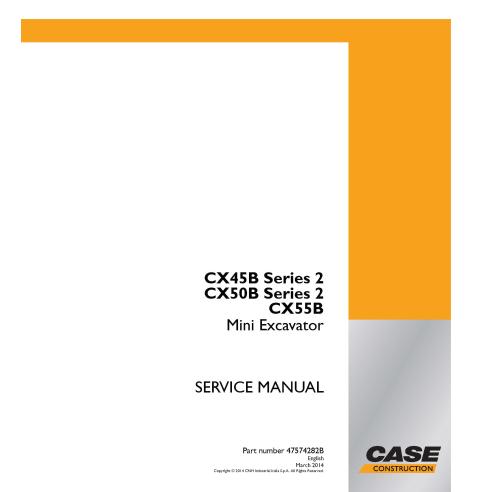 Manual de serviço em pdf da miniescavadeira CX55B Case CX45B, CX50B Series 2 - Case manuais