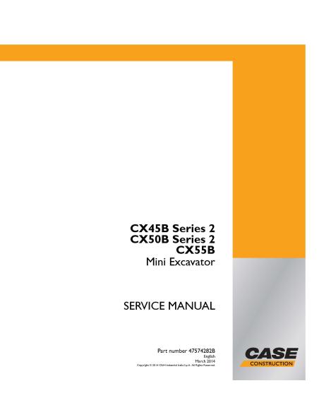 Case CX45B , CX50B Series 2 CX55B mini excavator pdf service manual  - Case manuals - CASE-47574282B