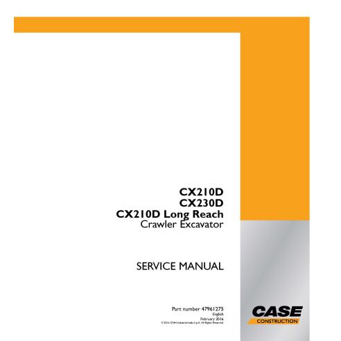 Manual de serviço em pdf da escavadeira de esteira Long Reach Case CX210D, CX230D, CX210D - Caso manuais - CASE-47961275
