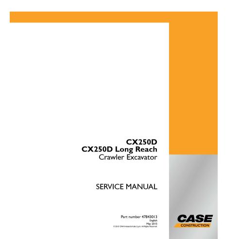 Manual de serviço em pdf da escavadeira de esteira Long Reach Case CX250D, CX250D - Case manuais