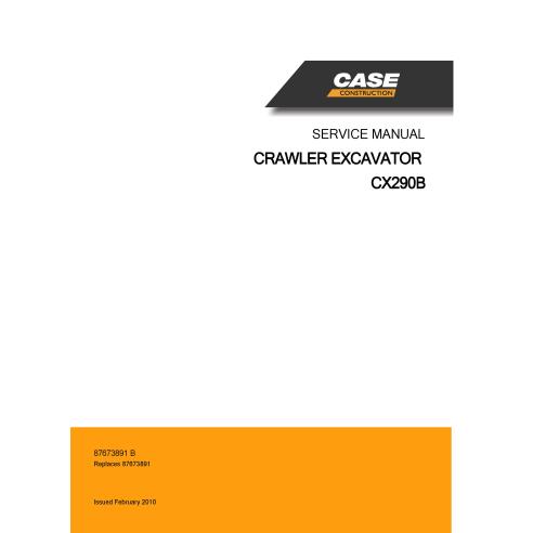 Excavadora de cadenas Case CX290B pdf manual de servicio - Case manuales