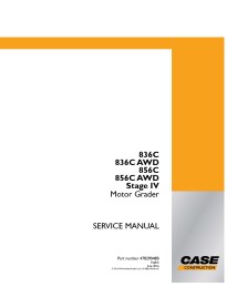 Manuel d'entretien PDF de la niveleuse Case 836C, 836C AWD, 856C, 856C AWD Stage IV - Cas manuels - CASE-47829048B