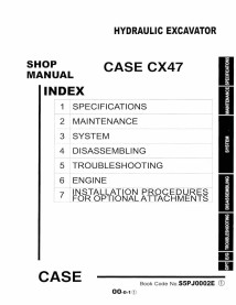 Manual de serviço em pdf da escavadeira hidráulica Case CX47 - Case manuais