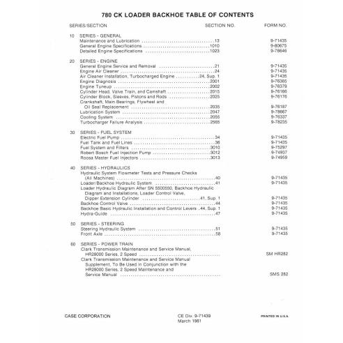 Cargador Case 780 CK manual de servicio pdf - Caso manuales - CASE-9-71439