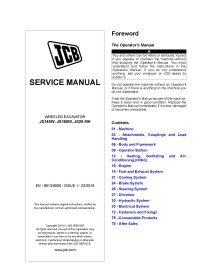 JCB JS145W, JS160W, JS20 MH wheeled excavator pdf service manual  - JCB manuals - JCB-9813-9550