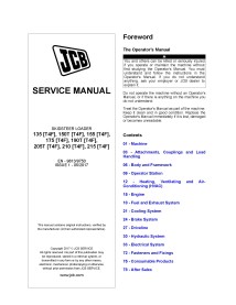 Manual de serviço em pdf do skid loader JCB 135, 150T, 155, 175, 190T, 205T, 210, 215 T4F - JCB manuais - JCB-9813-9750