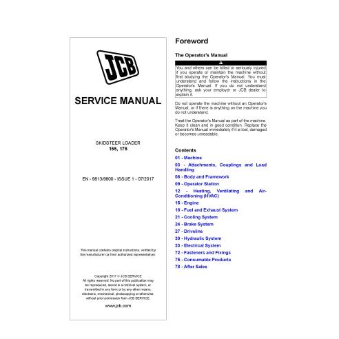 JCB 155, 175 manuel d'entretien pdf du chargeur de dérapage - JCB manuels - JCB-9813-9800