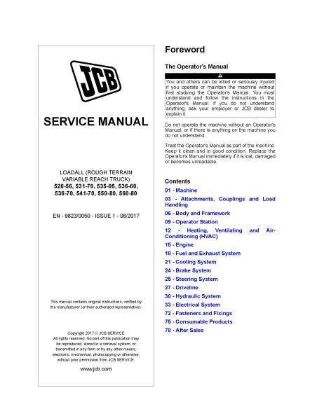 JCB 526-56, 531-70, 535-95, 536-60, 536-70, 541-70, 550-80, 560-80 loadall pdf service manual  - JCB manuals - JCB-9823-0050