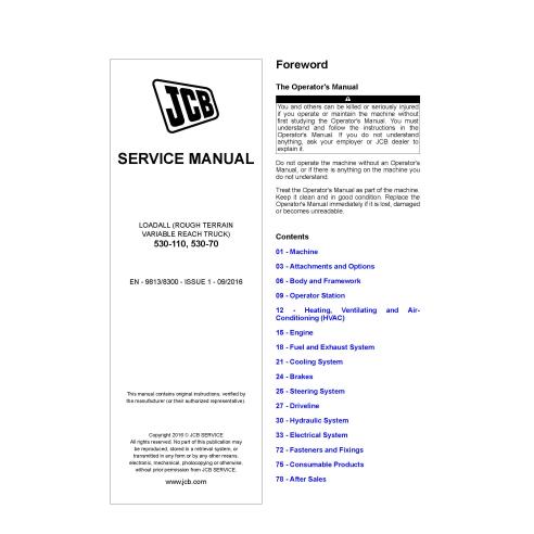 JCB 530-110, 530-70 loadall pdf manual de servicio - JCB manuales - JCB-9813-8300