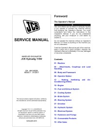 JCB JCB Hydradig 110W wheeled excavator pdf service manual  - JCB manuals - JCB-9813-8250