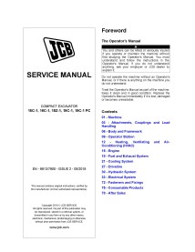 Manual de serviço em pdf da escavadeira compacta JCB 15C-1, 16C-1, 18Z-1, 19C-1, 19C-1 PC - JCB manuais - JCB-9813-7900