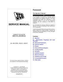 JCB 8026 CTS, JCB 30PLUS escavadeira compacta manual de serviço em pdf - JCB manuais - JCB-9813-7850