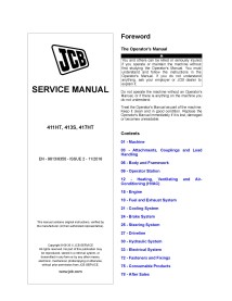 Manual de serviço em pdf da carregadeira de rodas JCB 411HT, 413S, 417HT - JCB manuais