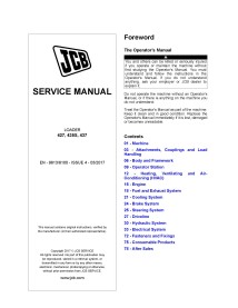 Manual de serviço em pdf do carregador JCB 427, 435S, 437 - JCB manuais