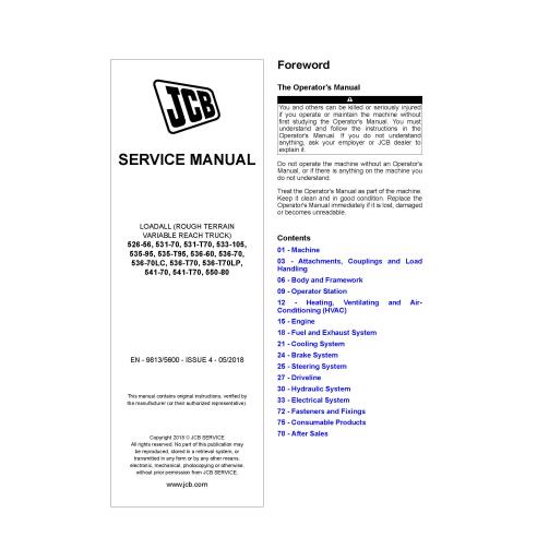 JCB 526-56, 531-70, 533-105535-95, 535-T95, 536-70, 536-70LC, 536-T70, 541-70, 550-80 manuel de service pdf - JCB manuels - J...