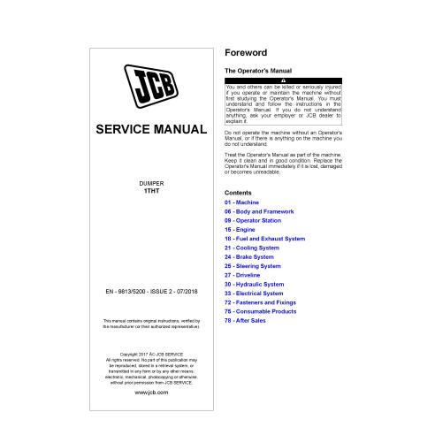 Manual de serviço em pdf do dumper JCB 1THT - JCB manuais - JCB-9813-5200