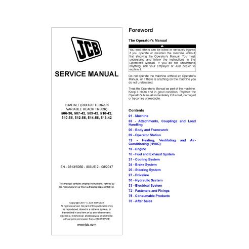 JCB 506-36, 507-42, 509-42, 510-42, 510-56, 512-56, 514-56, 516-42 loadall pdf service manual - JCB manuals - JCB-9813-5050