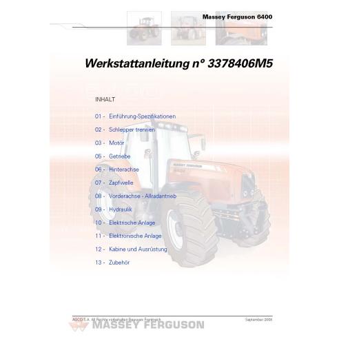 Massey Ferguson 6445, 6455, 6460, 6465, 6470, 6475, 6480, 6485, 6490, 6495, 6497, 6499 tractor pdf workshop service manual DE...