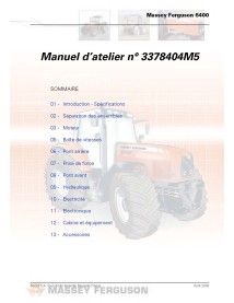 Massey Ferguson 6445, 6455, 6460, 6465, 6470, 6475, 6480, 6485, 6490, 6495, 6497, 6499 tracteur pdf manuel d'entretien - Mass...