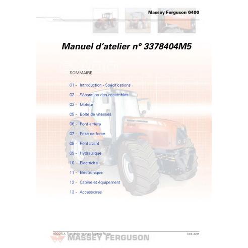 Massey Ferguson 6445, 6455, 6460, 6465, 6470, 6475, 6480, 6485, 6490, 6495, 6497, 6499 tractor pdf workshop service manual FR...