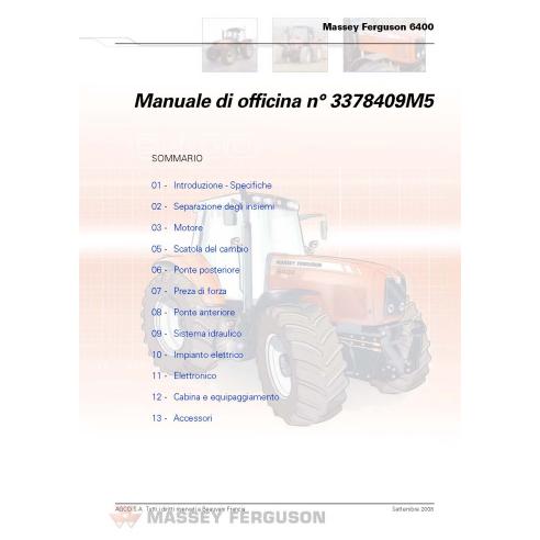 Massey Ferguson 6445, 6455, 6460, 6465, 6470, 6475, 6480, 6485, 6490, 6495, 6497, 6499 tracteur pdf manuel d'entretien - Mass...