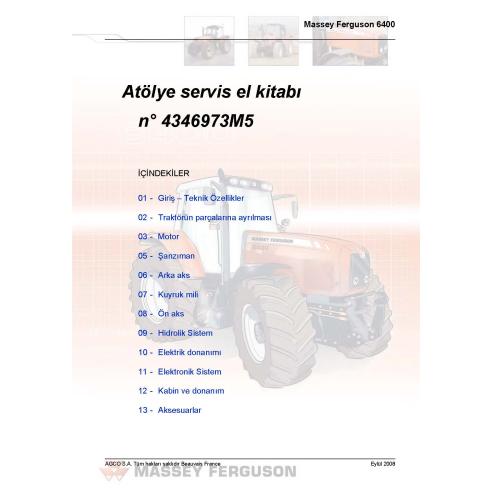 Massey Ferguson 6445, 6455, 6460, 6465, 6470, 6475, 6480, 6485, 6490, 6495, 6497, 6499 tractor pdf workshop service manual TR...