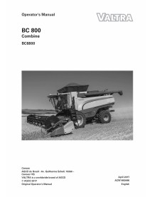 Manual do operador da colheitadeira em pdf Valtra BC6800 - Valtra manuais - VALTRA-ACW1493490