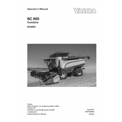 Manual do operador da colheitadeira em pdf Valtra BC6800 - Valtra manuais - VALTRA-ACW1493490