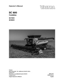 Manual do operador da colheitadeira de pdf Valtra BC7800, BC8800 - Valtra manuais - VALTRA-ACW1493520