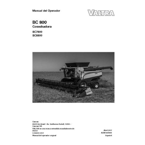 Valtra BC7800, BC8800 moissonneuse-batteuse pdf manuel d'utilisation ES - Valtra manuels - VALTRA-ACW1493460
