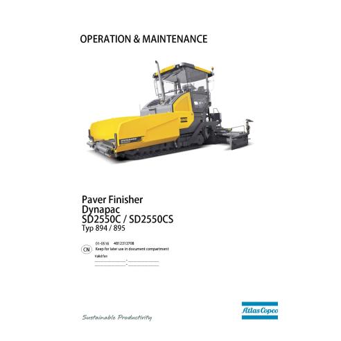 Manual de operação e manutenção da pavimentadora sobre esteiras Dynapac SD2550C / SD2550CS - Dynapac manuais - DYNAPAC-481231...