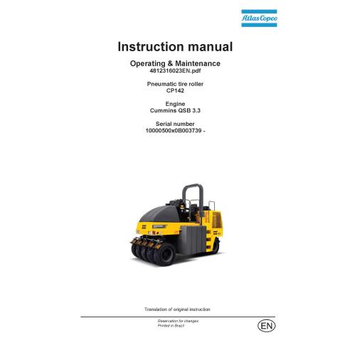Dynapac CP142 pneumatic tire roller pdf operation & maintenance manual  - Dynapac manuals - DYNAPAC-4812316023en