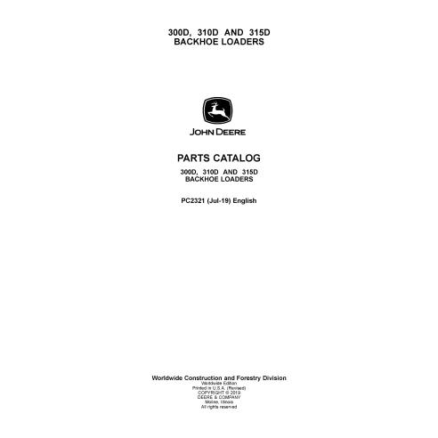 John Deere 300D, 310D 315D backhoe loader pdf parts catalog  - John Deere manuals - JD-PC2321