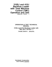 TM10852 John Deere 310SJ and 410J backhoe loader operation & test technical manual (TM10852)