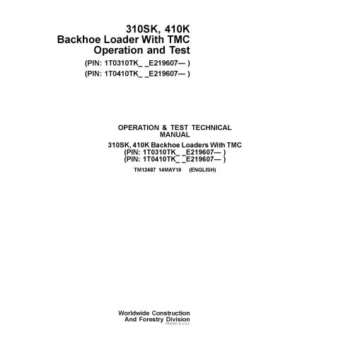 John Deere 310SK, 410K retroexcavadora manual de operación y prueba en pdf - John Deere manuales - JD-TM12487