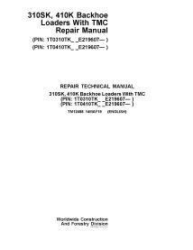 Manuel technique de réparation pdf de la chargeuse-pelleteuse John Deere 310SK, 410K - John Deere manuels - JD-TM12488