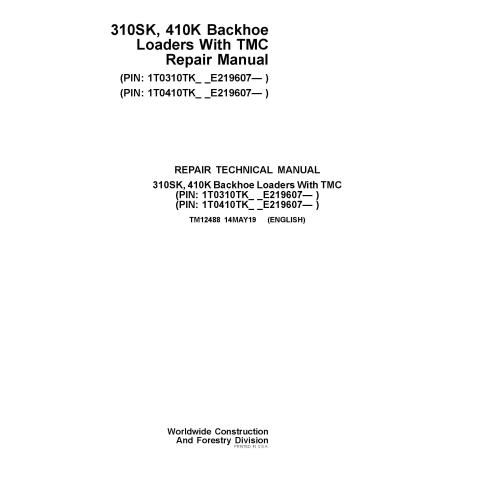 Manual técnico de reparo em pdf da retroescavadeira John Deere 310SK, 410K - John Deere manuais - JD-TM12488