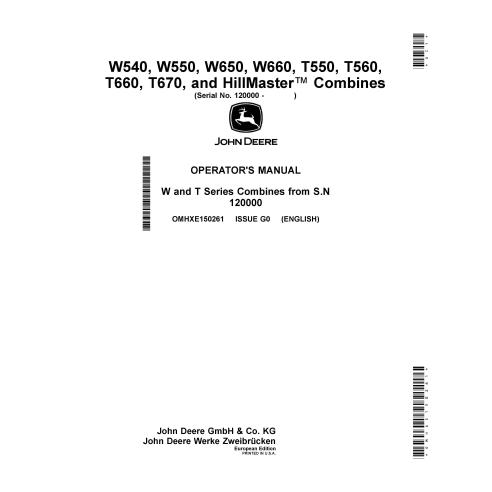 John Deere W540, W550, W650, W660, T550, T560, T660, T670, and HillMaster (sn 120000- ) combine pdf operator's manual  - John...