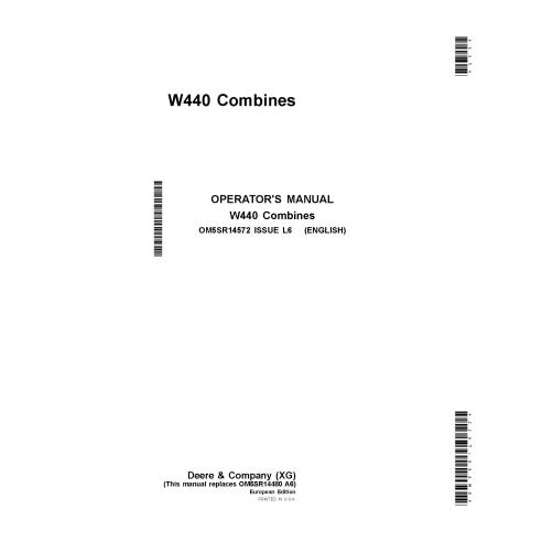 John Deere W440 combine pdf operator's manual  - John Deere manuals - JD-OM5SR14572