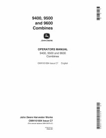 John Deere 9400, 9500 and 9600 combine pdf operator's manual  - John Deere manuals - JD-OMH161694