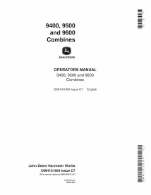 Manuel d'utilisation pdf de la moissonneuse-batteuse John Deere 9400, 9500 et 9600 - John Deere manuels