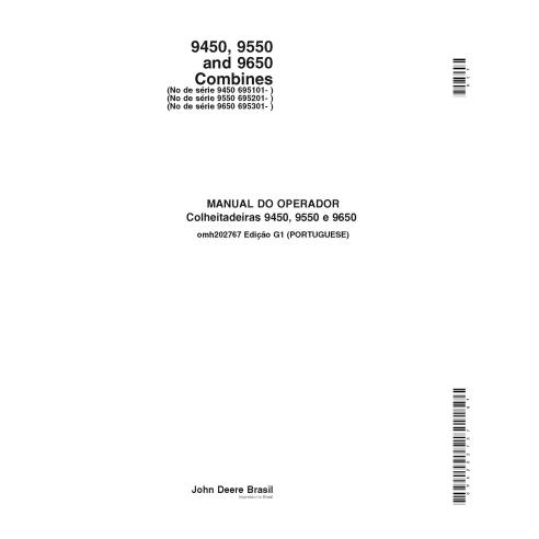 John Deere 9450, 9550 e 9650 (sn 695xxx -) combinam manual do operador de pdf PT - John Deere manuais - JD-OMH202767