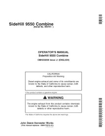 Cosechadora John Deere Sidehill 9550 pdf manual del operador - John Deere manuales - JD-OMH202899