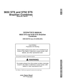 John Deere 9650 STS e 9750 STS brasileiro (sn 000181 -) combinam manual do operador em PDF - John Deere manuais - JD-OMCQ52794