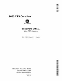 JD-OMH175214 Manual del operador de la cosechadora John Deere 9650 CTS (n.º de serie 0 - 690400) (OMH175214)