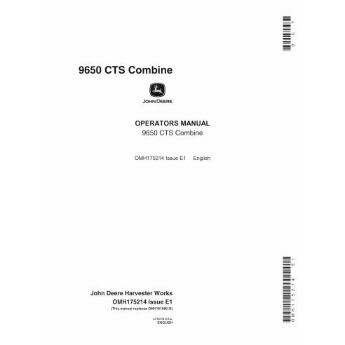 John Deere 9650 CTS (sn 0 - 690400), manual do operador de combinação de pdf - John Deere manuais - JD-OMH175214