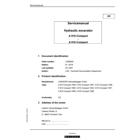LIEBHERR-A910-A918-Compact Liebherr A910, A912, A913, A914, A916, A918 Excavadora hidráulica compacta manual de servicio pdf LIEBHERR-A910-A918-Compact Liebherr A910, A912, A913, A914, A916, A918 Excavadora hidráulica compacta manual de servicio pdf
