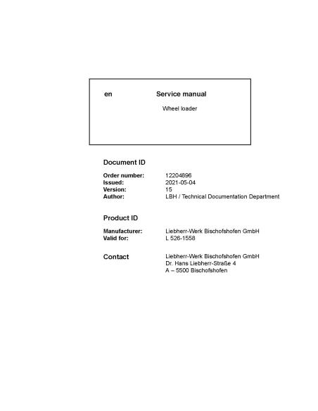 LIEBHERR-L526-1558 Manual de serviço em pdf da carregadeira de rodas Liebherr L 526-1558