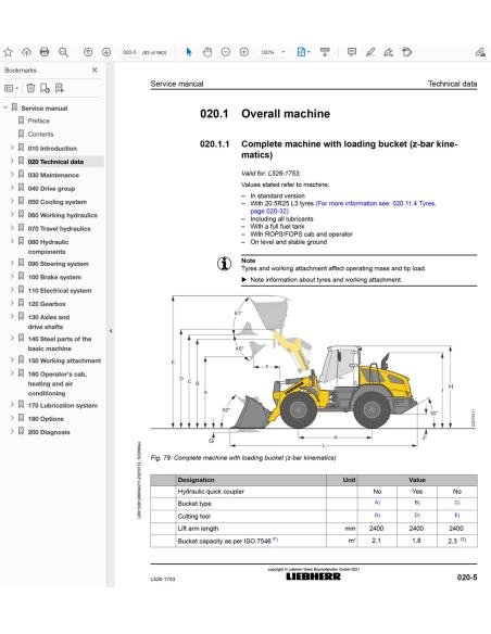 LIEBHERR-L526-1753 Manual de serviço em pdf da carregadeira de rodas Liebherr L 526-1753